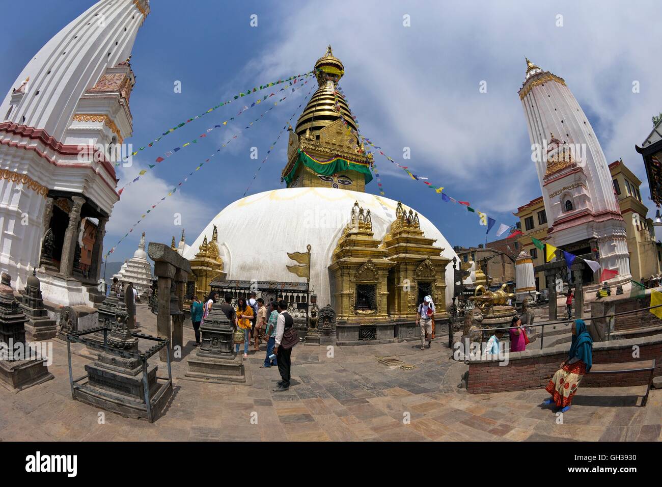 Swayambhunath Stupa o tempio delle scimmie, Kathmandu, Nepal, asia Foto Stock