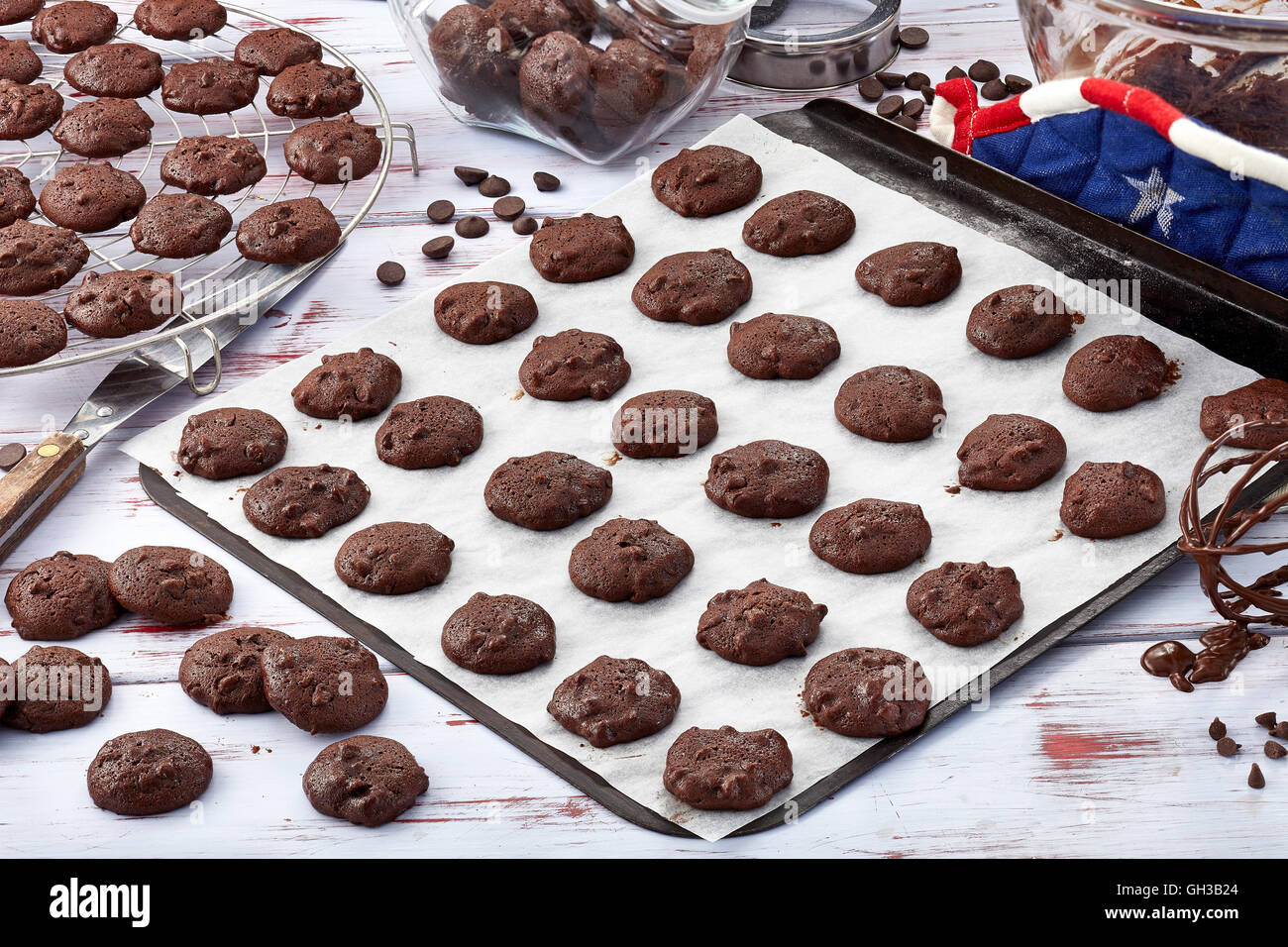 Cioccolato fondente i cookie Foto Stock