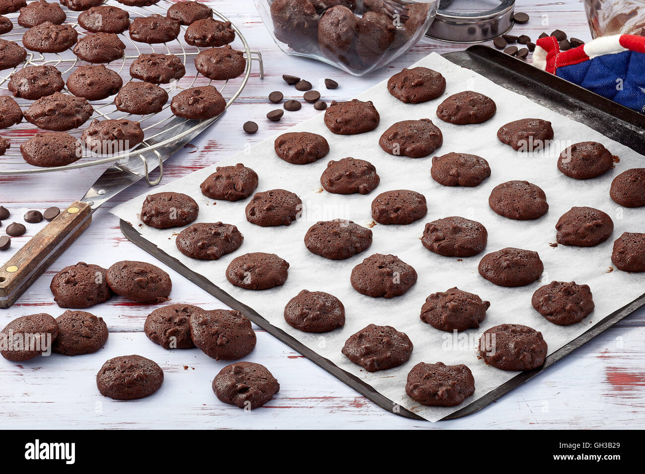 Cioccolato fondente i cookie Foto Stock