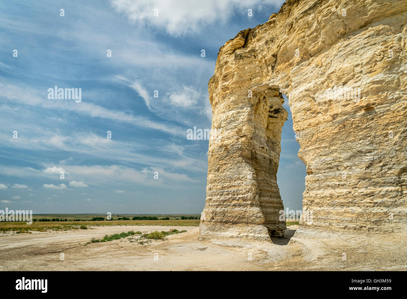 Formazioni di gesso al Monumento Nazionale di rocce monumento naturale in Gove County, western Kansas Foto Stock