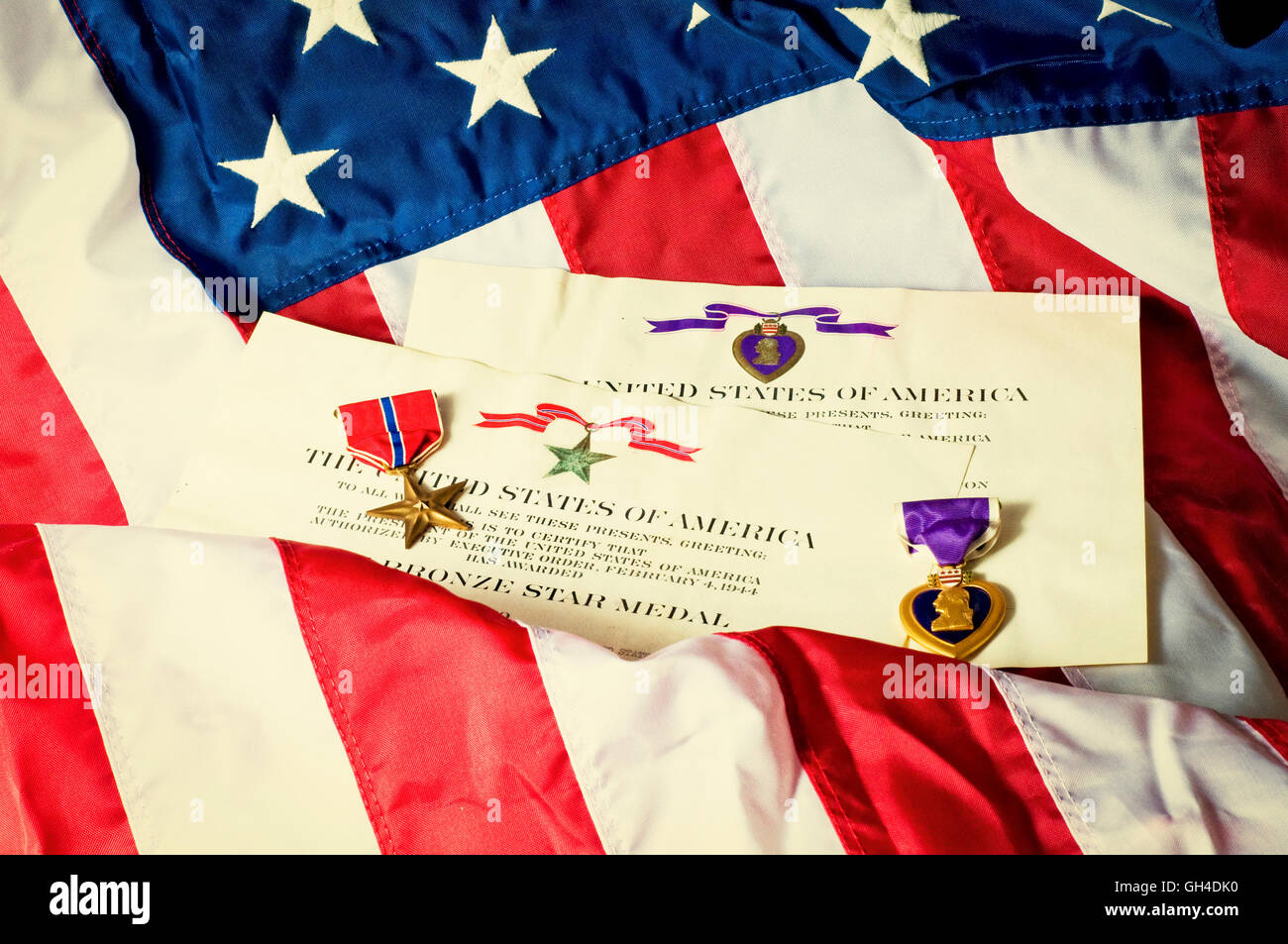 American service premi attribuiti per combattere valor e ferite. Retrò instagram look. Foto Stock