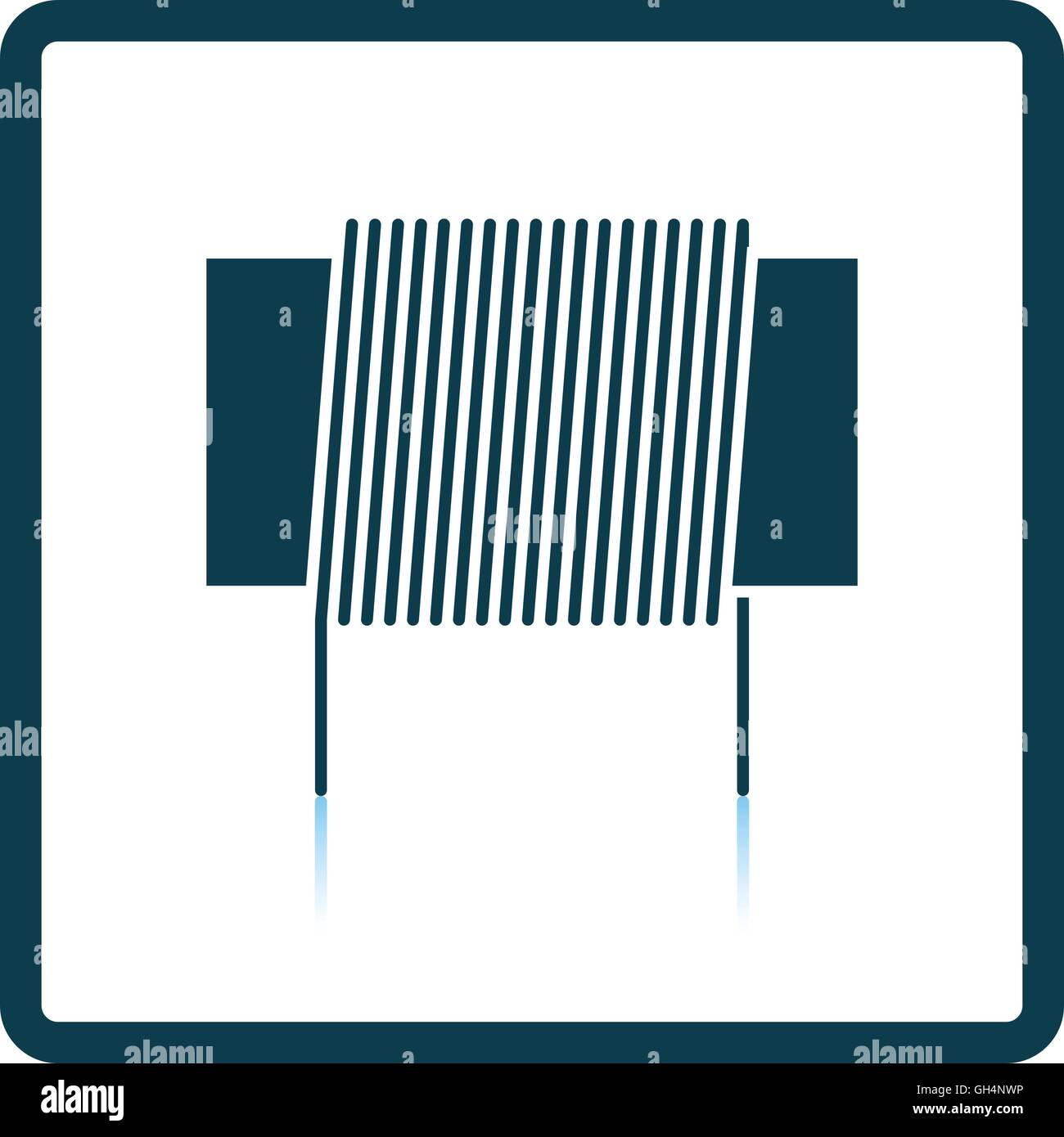 Bobina di induttanza e la relativa icona. Ombra di design di riflessione. Illustrazione Vettoriale. Illustrazione Vettoriale