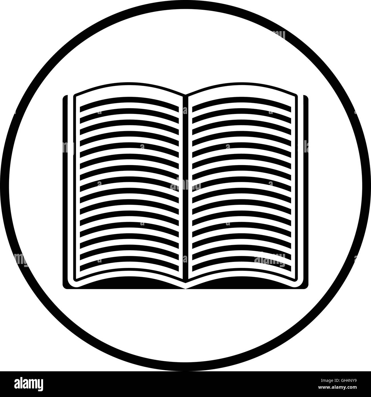 Aprire icona a forma di libro. Cerchio sottile design. Illustrazione Vettoriale. Illustrazione Vettoriale