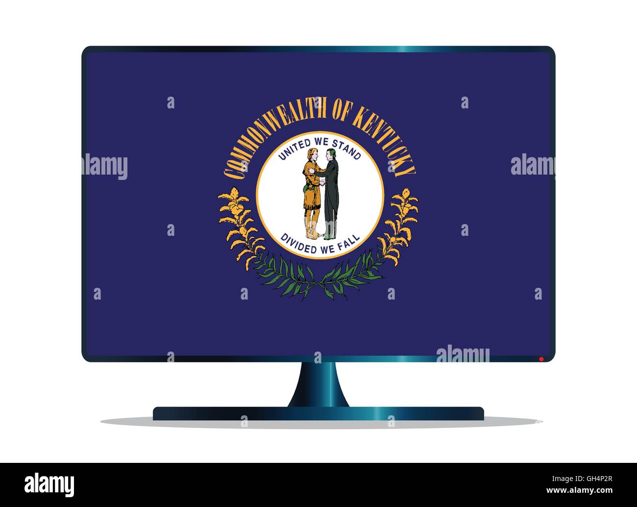 Un TV o sullo schermo del computer con il Kentucky bandiera di stato Illustrazione Vettoriale