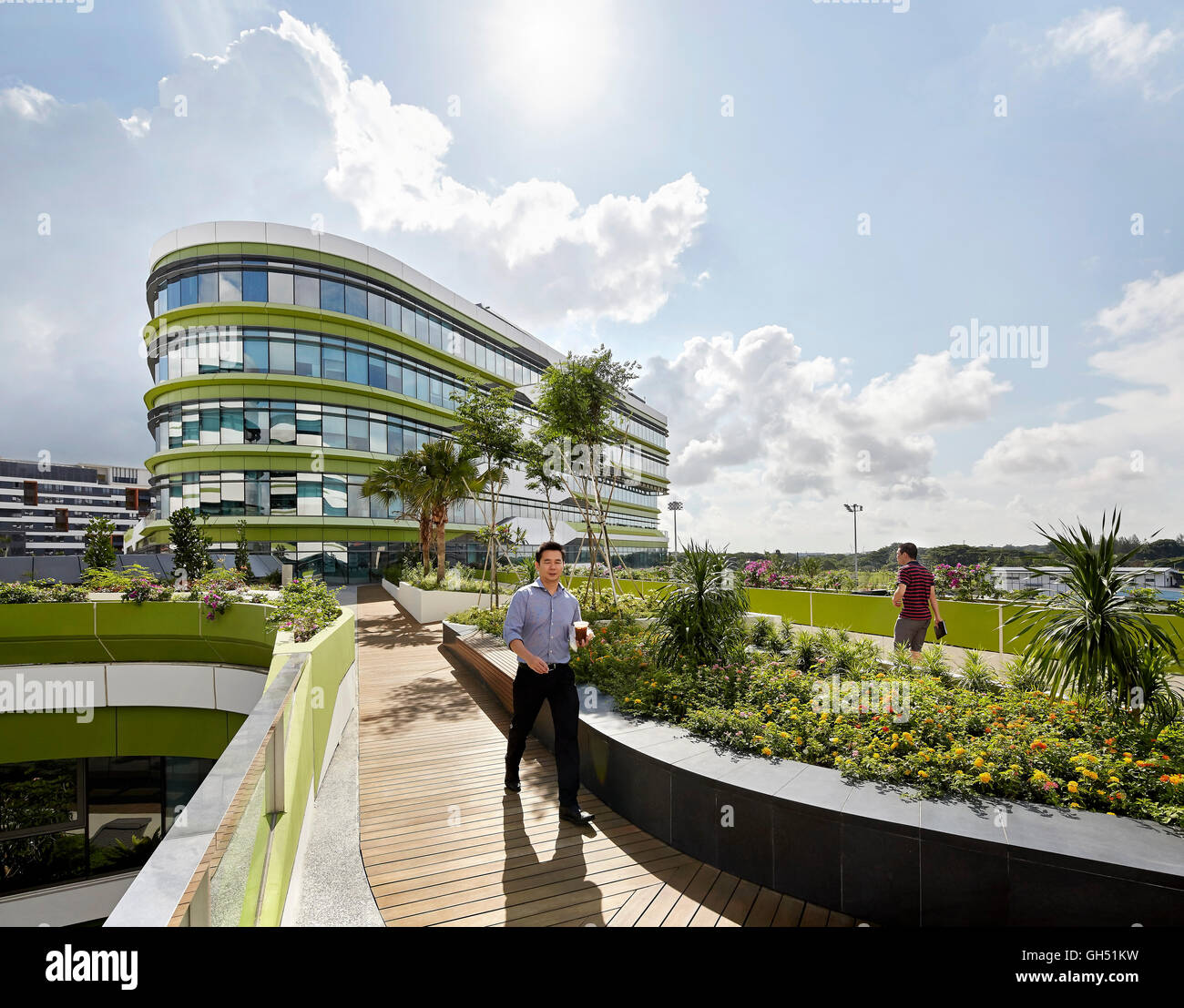 Sky Garden e legname adorna la passerella. Università di Singapore di tecnologia e design, Singapore, Singapore. Architetto: UNStudio, Foto Stock