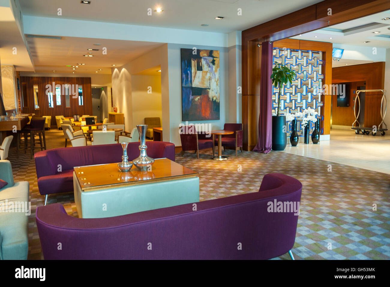 Parigi, Francia, Interiors, 'Crown Plaza Hotel', Lounge, Sala da pranzo, Design moderno, INTERNI COMMERCIALI, hotel intercontinentale parigi Foto Stock