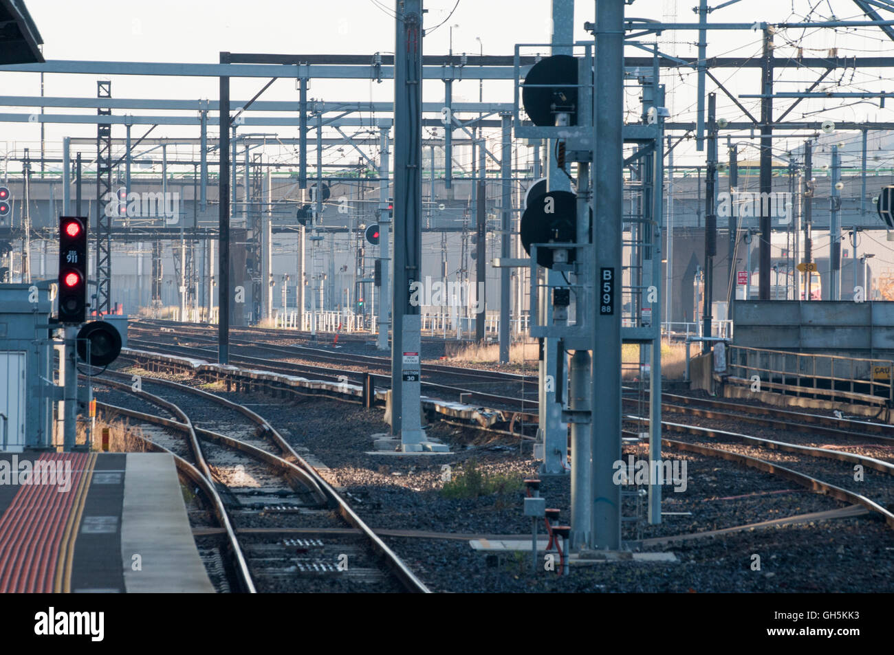 Smistamento ferroviario cantieri presso la Croce del Sud ( Spencer Street ) Stazione, Melbourne, Australia Foto Stock