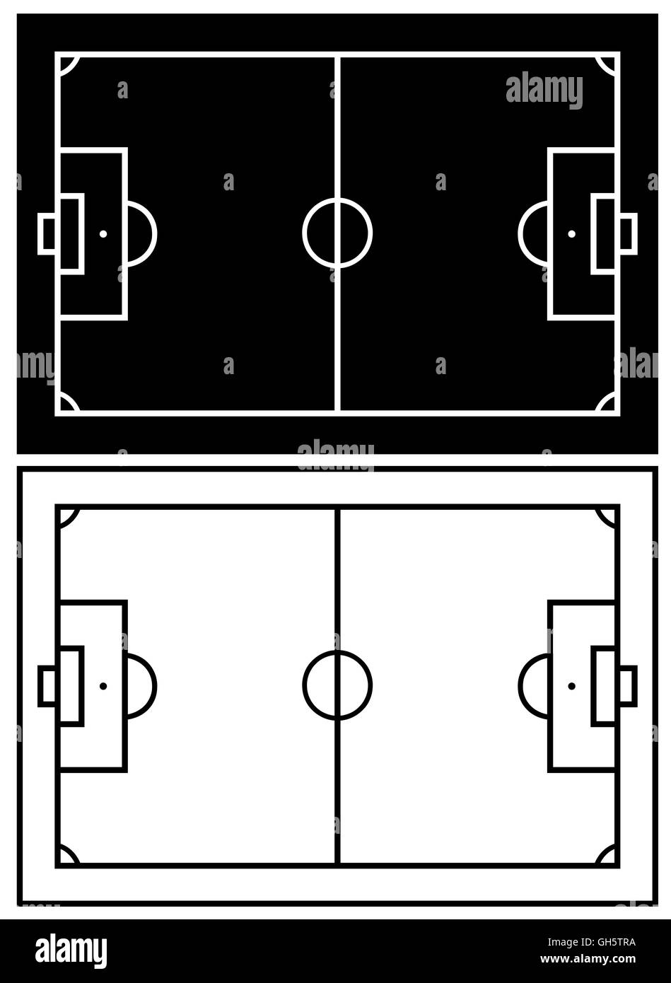 In bianco e nero al campo di calcio Foto Stock