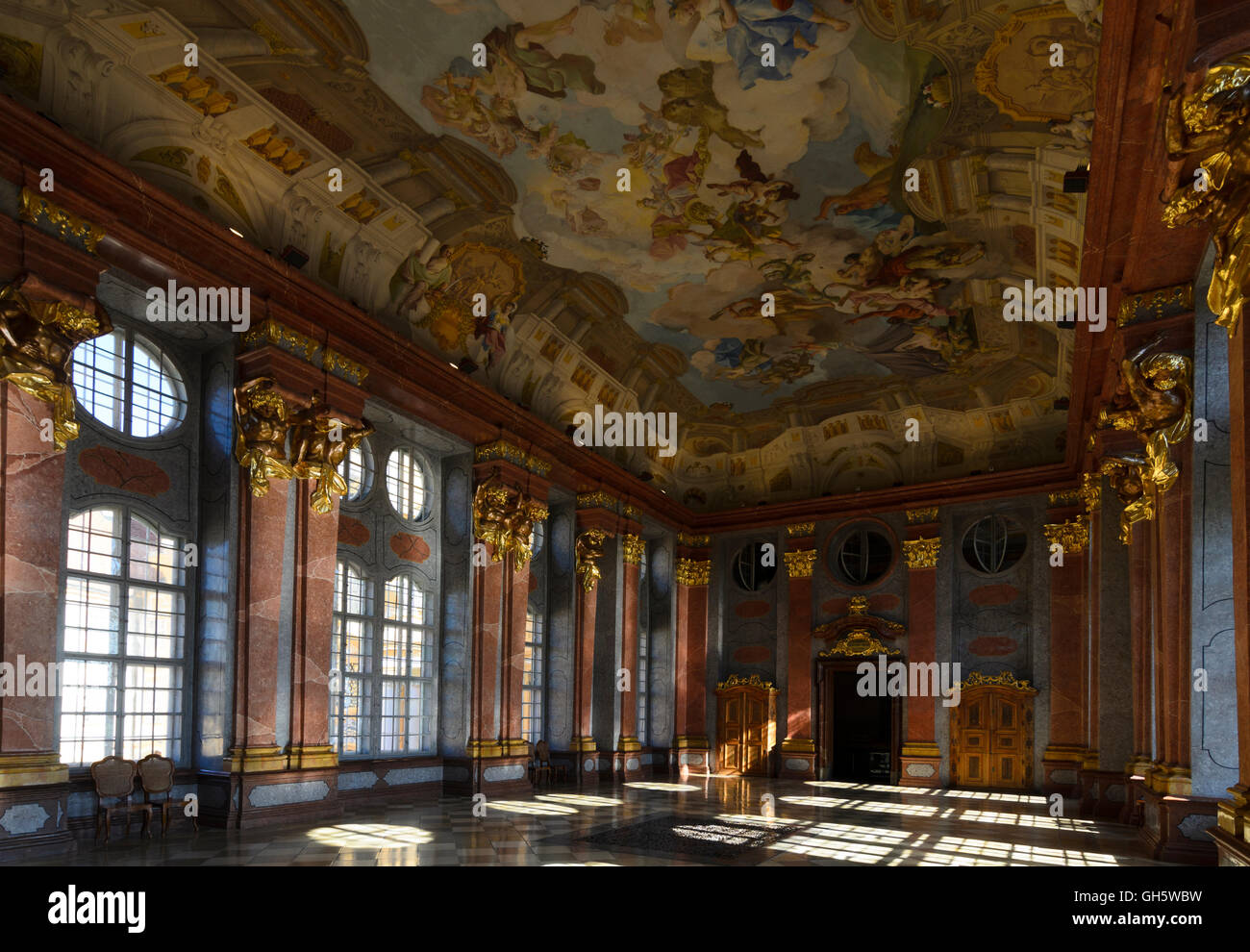 Melk: l'Abbazia di Melk monastero: Marble Hall, Austria, Niederösterreich, Bassa Austria Wachau Foto Stock