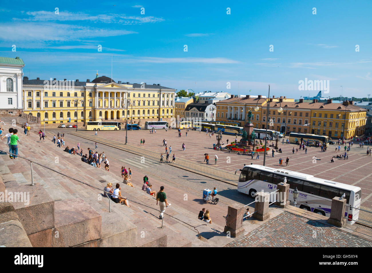 Senaatintori, la Piazza del Senato, vista in elevazione, Helsinki, Finlandia Foto Stock