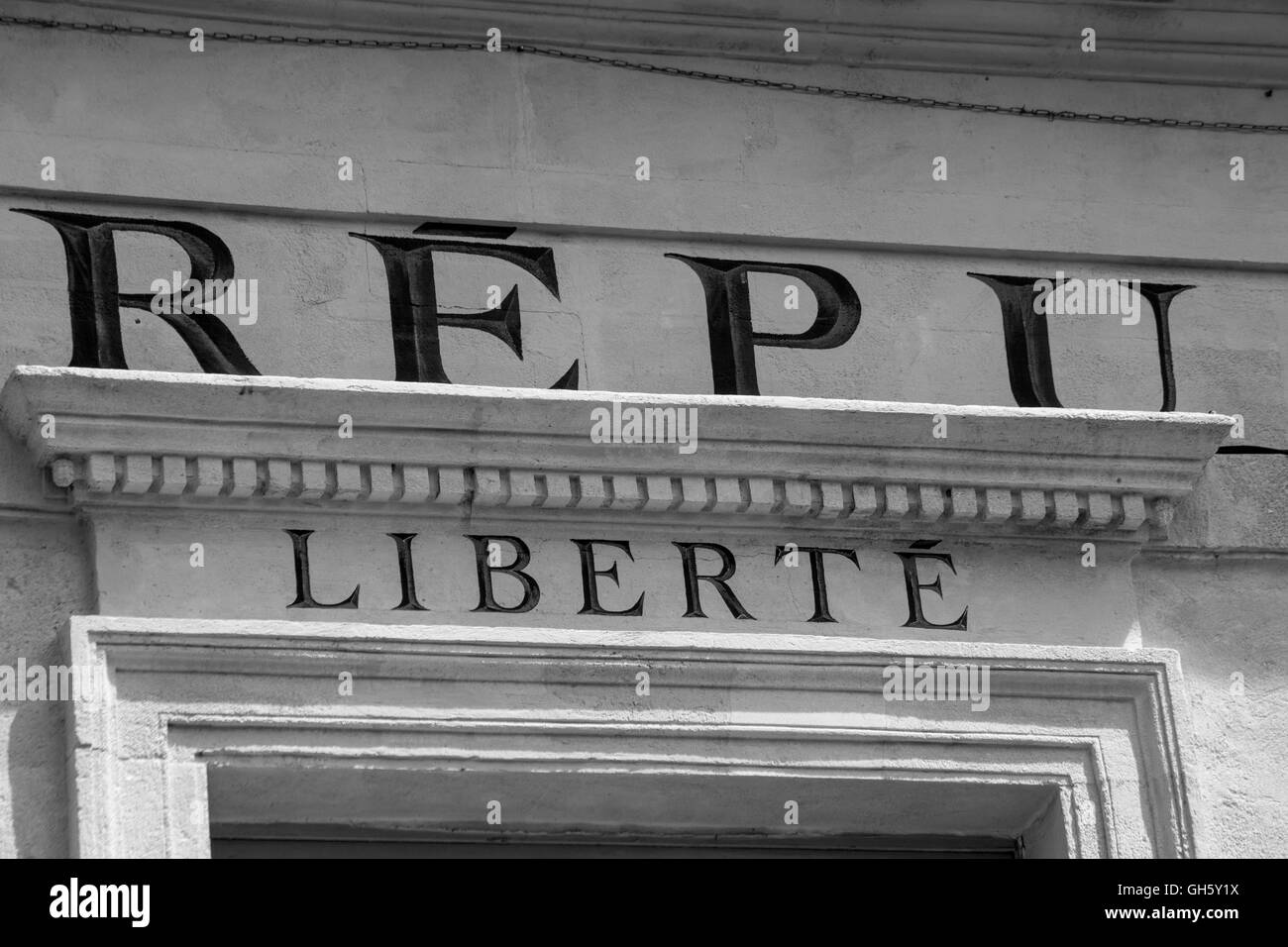 Francese Motto nazionale Aigues-Mortes, Camargue, Francia Foto Stock