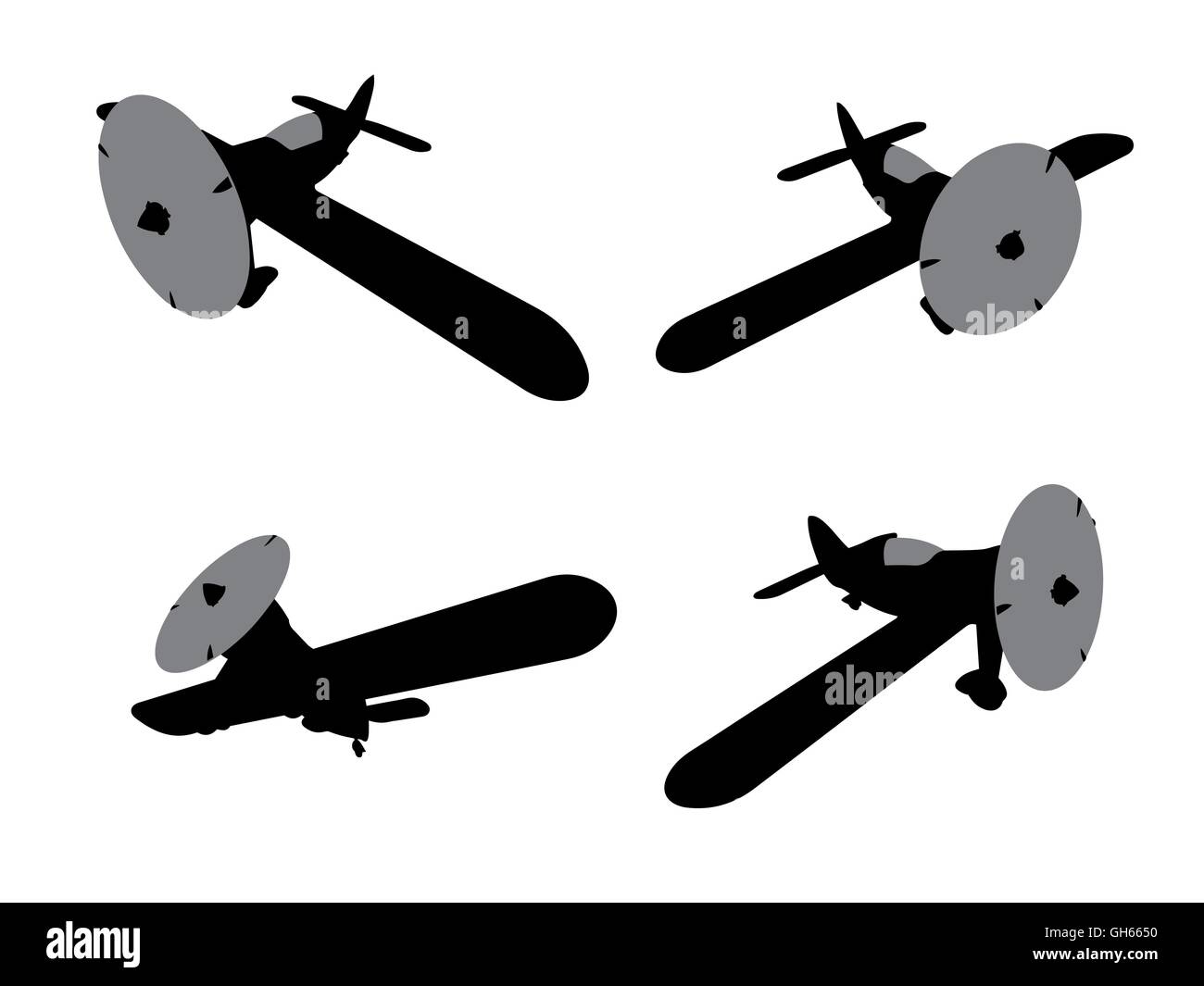 Isolato di vettore aereo ad elica impostato Illustrazione Vettoriale