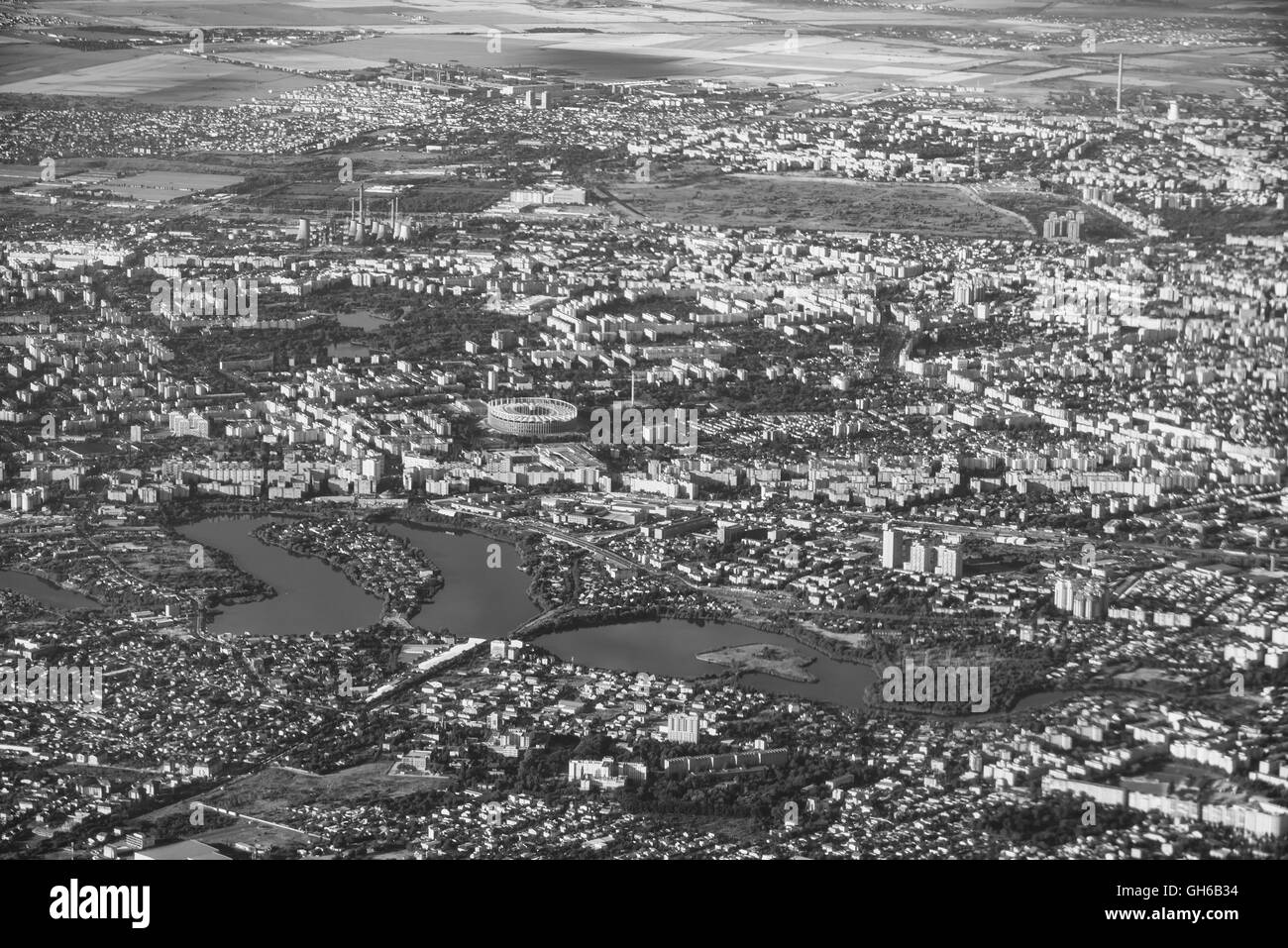Vista aerea della città a Bucarest in Romania Foto Stock