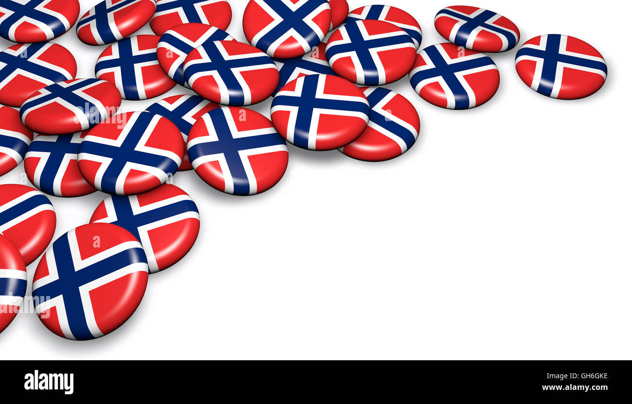 Bandiera della Norvegia sul pin distintivi 3d illustrazione immagine per la nazionale norvegese eventi della durata di un giorno, vacanza e celebrazione con copia spazio. Foto Stock