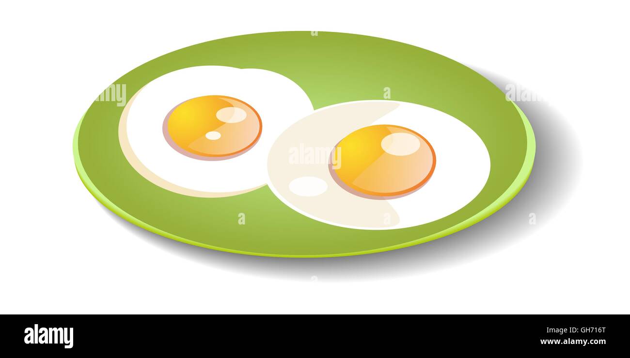 Uova fritte su una piastra. Illustrazione Vettoriale Illustrazione Vettoriale