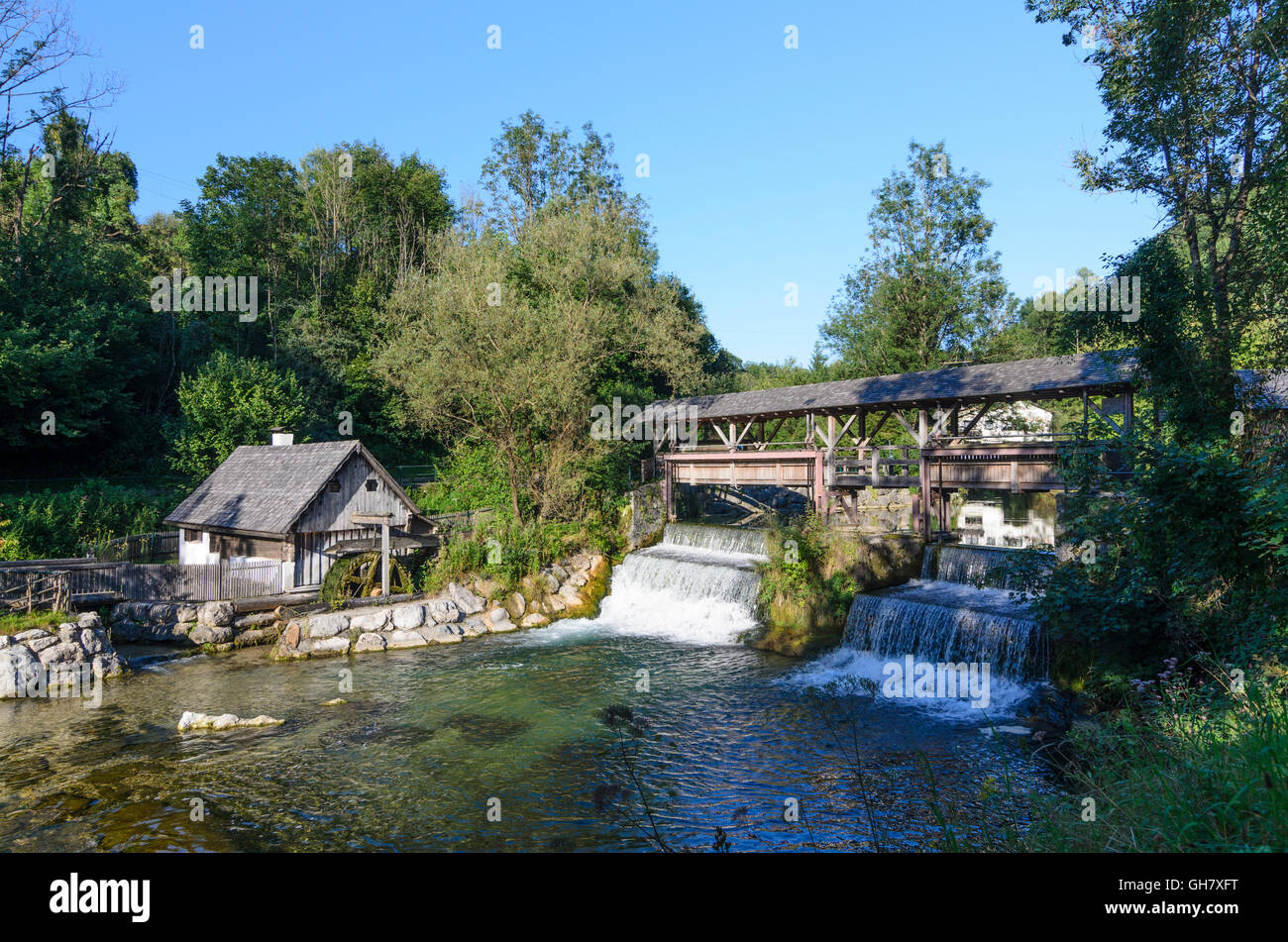 Weyer: open air museum Katzensteiner mulino ad acqua a stream Gaflenzbach, Austria, Oberösterreich, Austria superiore, Foto Stock
