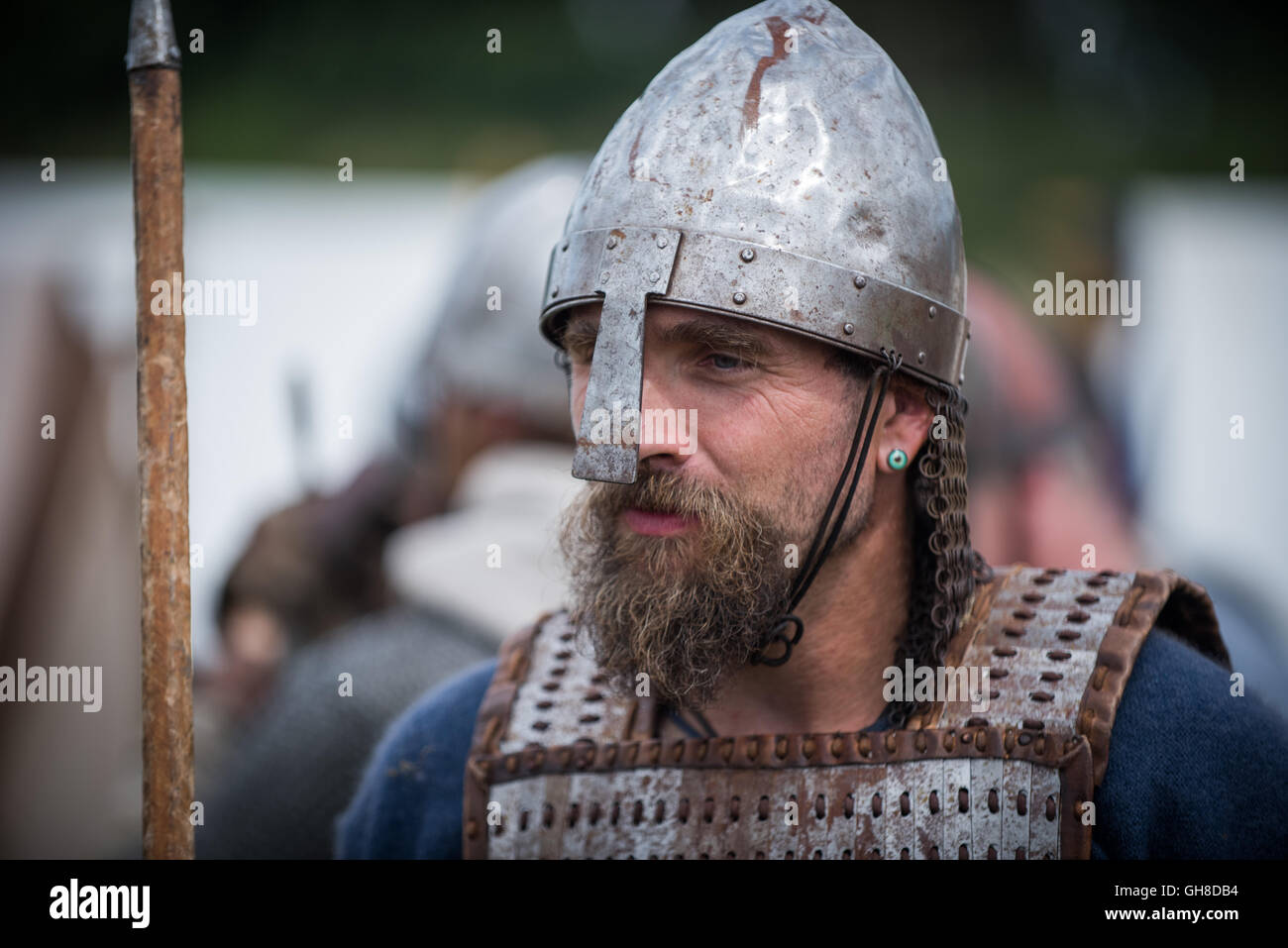 Viking battaglia rievocazione. Ritratto Foto Stock