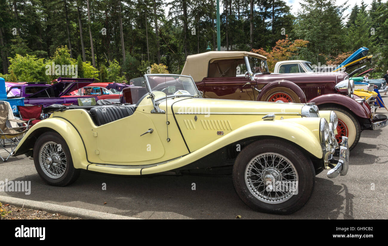 Giallo 1954 mg a classic car show, Gig Harbow, Washington. 6 agosto 2016 Foto Stock
