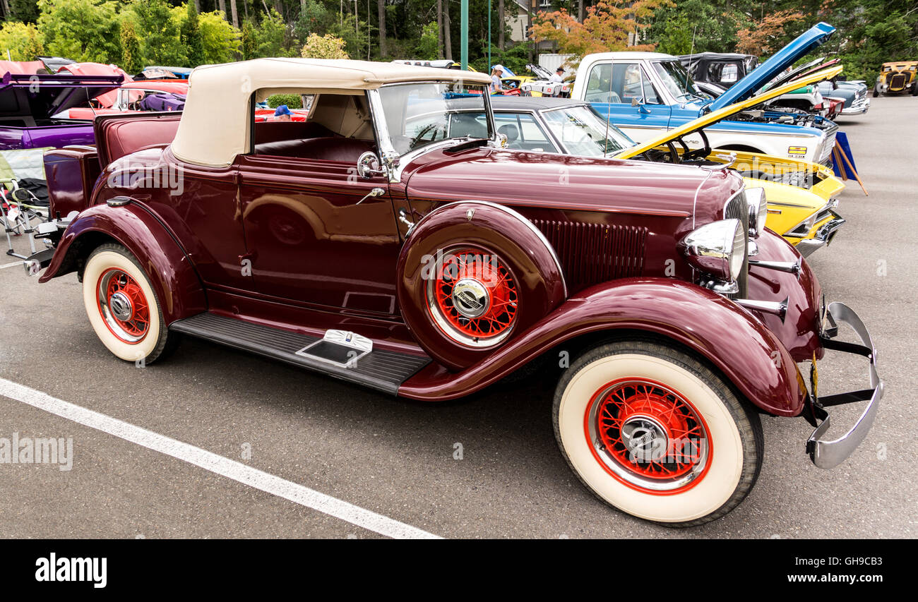 1933 Plymouth presso un Classic Car Show, Gig Harbor, Washington. 6 agosto 2016 Foto Stock