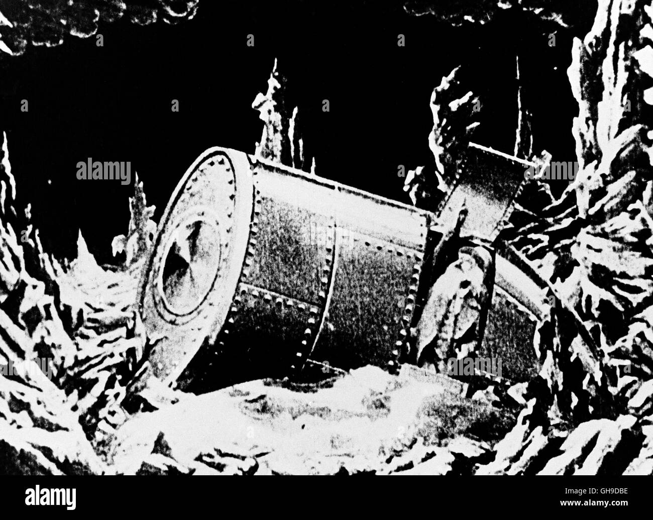 Mondlandung: Szene aus 'Le Voyage dans la Lune", 1902. Film, Fernsehen, Fantascienza, Stummfilm, Silent Movie Regie: Georges Melies aka. Le Yoyage dans la Lune Foto Stock