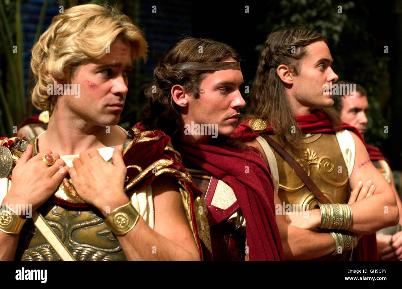 Alexander (Colin Farrell), Cassander (Jonathan Rhys Meyers) und Hephaistion (Jared Leto) Film, Fernsehen, Kino, Historienverfilmung, Abenteuerfilm Regie: Oliver Stone Foto Stock