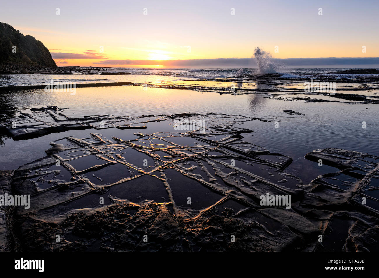 Sunrise al Boat Harbour, Gerringong, Illawarra Costa, Nuovo Galles del Sud, NSW, Australia Foto Stock