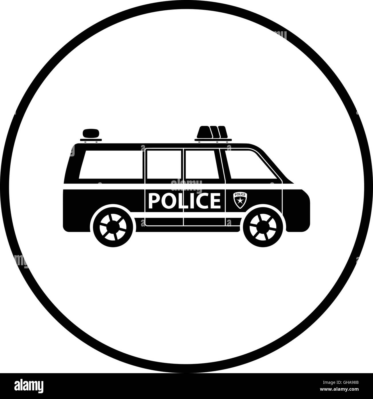 La polizia van icona. Cerchio sottile design. Illustrazione Vettoriale. Illustrazione Vettoriale