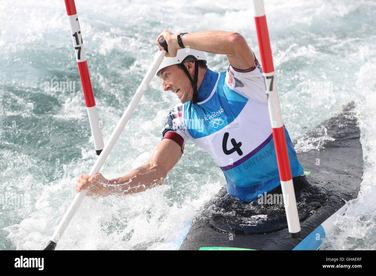 Gran Bretagna David Florence in the Men's Canoe Single (C1) semifinale al Whitewater Stadium il quarto giorno delle Olimpiadi di Rio, Brasile. PREMERE ASSOCIAZIONE foto. Data immagine: Martedì 9 agosto 2016. Il credito fotografico dovrebbe essere: David Davies/PA Wire. Foto Stock