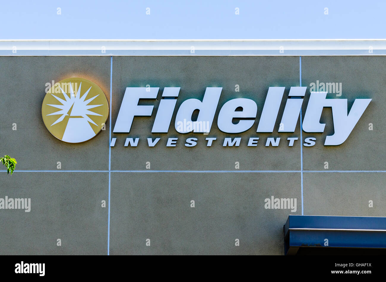 Un Fidelity Investments sign in San Jose California Foto Stock