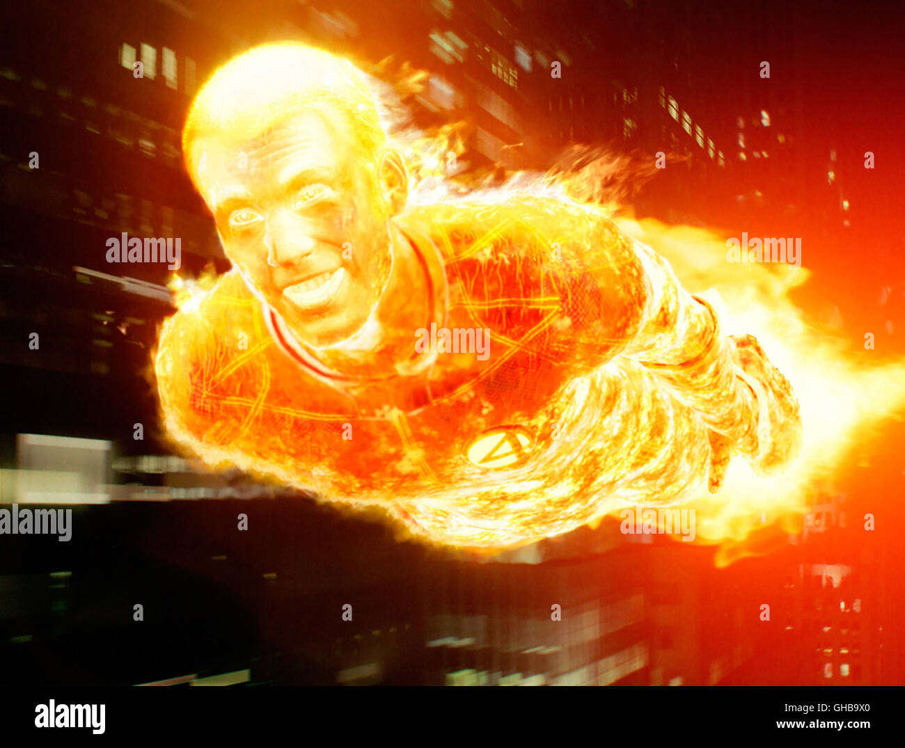 I FANTASTICI QUATTRO D/USA 2005 Tim Story Johnny Storm (Chris Evans) a circuizione Rolle als torcia umana Regie: Tim Story Foto Stock