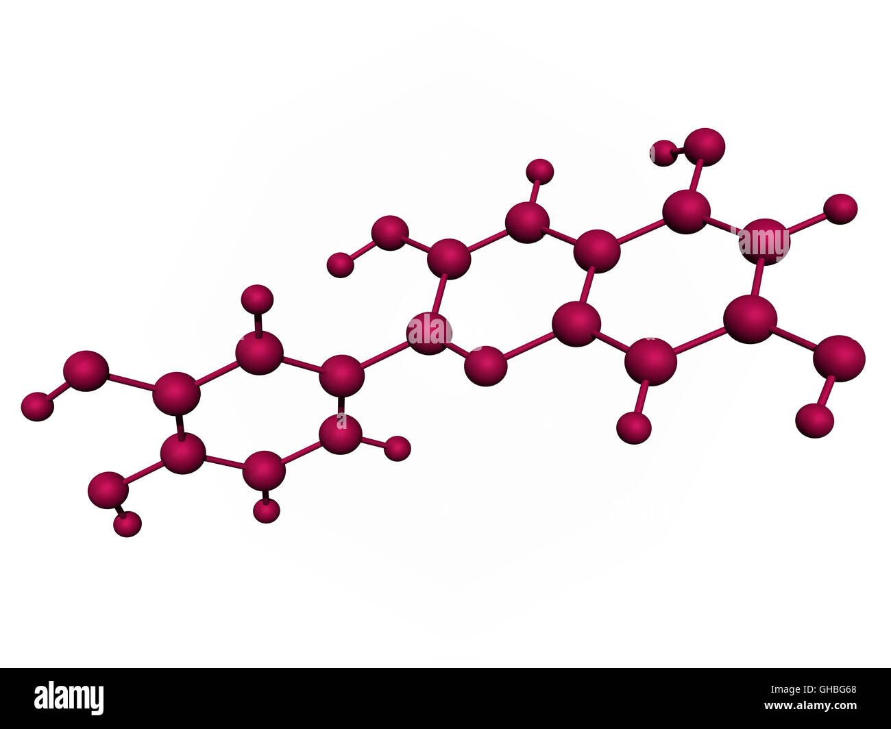 Illustrazione di una cianidina 3d molecola. Foto Stock