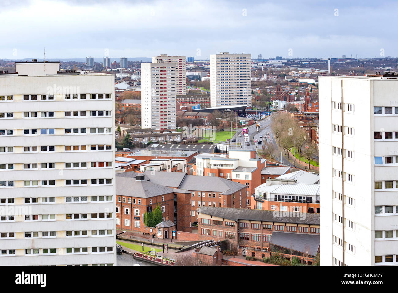 Elevato aumento Apartments Birmingham, Inghilterra, Regno Unito Foto Stock