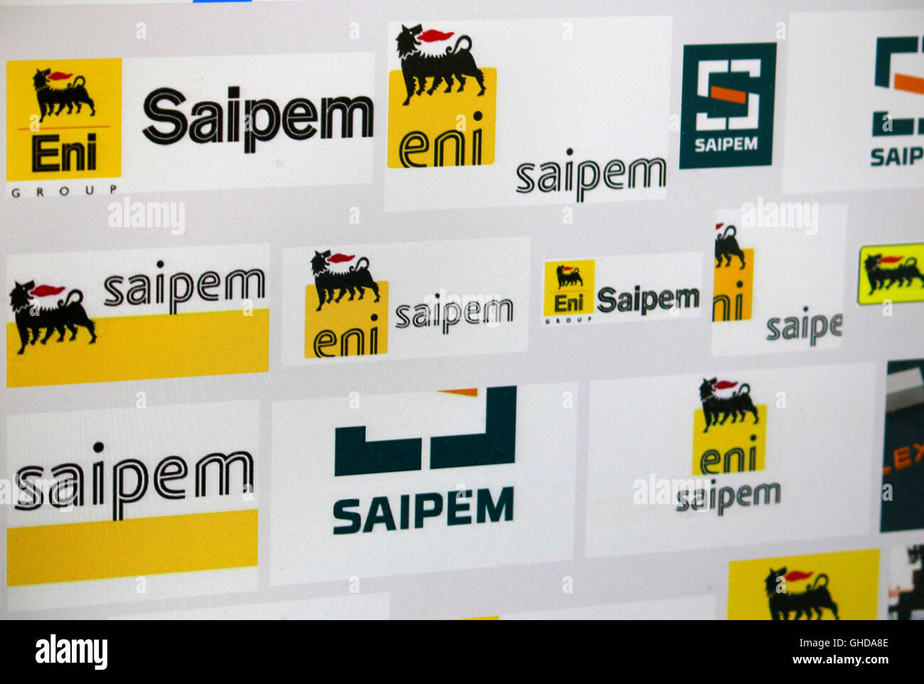 Loge der Marke 'Saipem', Berlino. Foto Stock