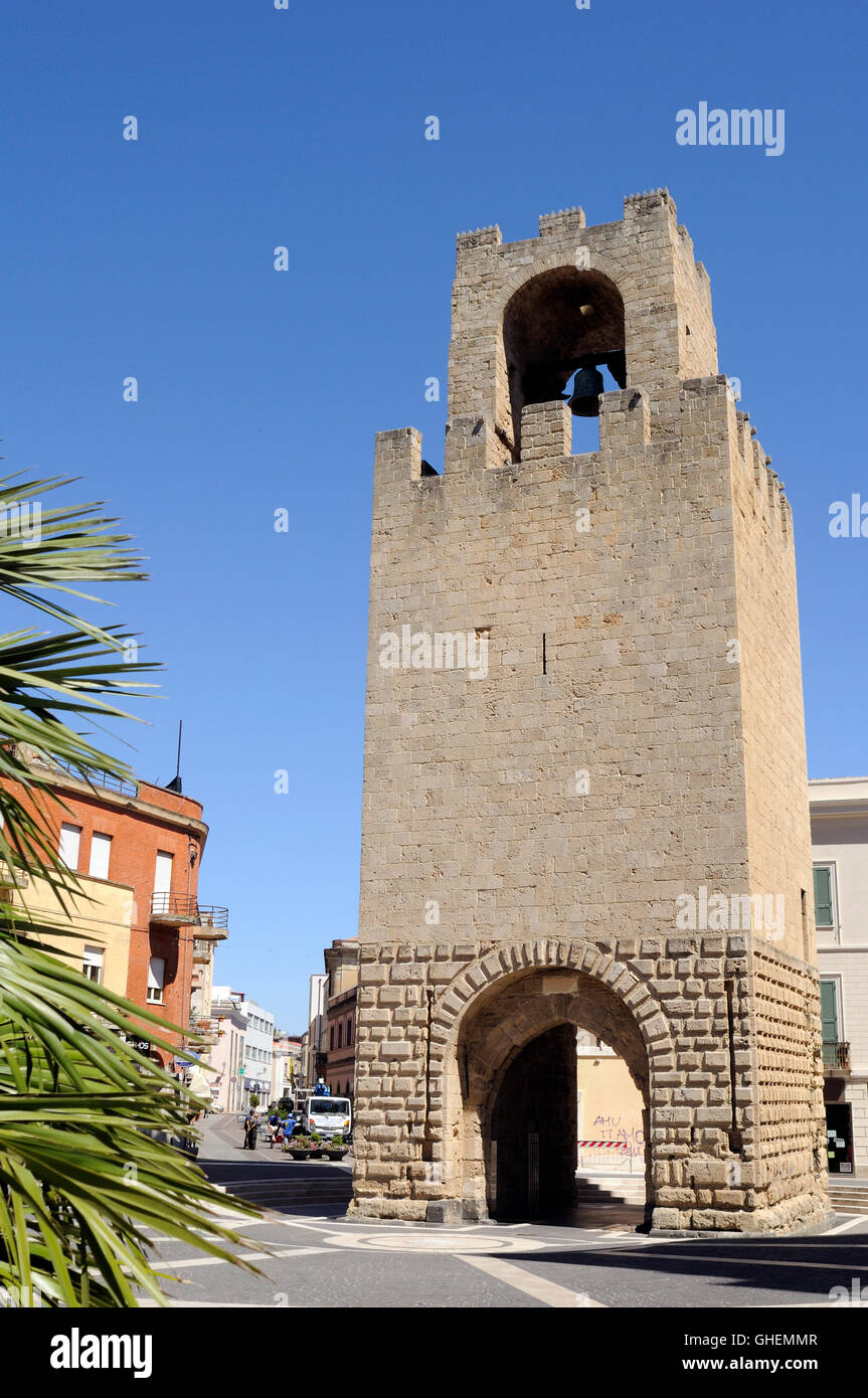 Torre di Mariano o torre di San Cristoforo tower, Oristano, Sardegna, Italia, Europa Foto Stock