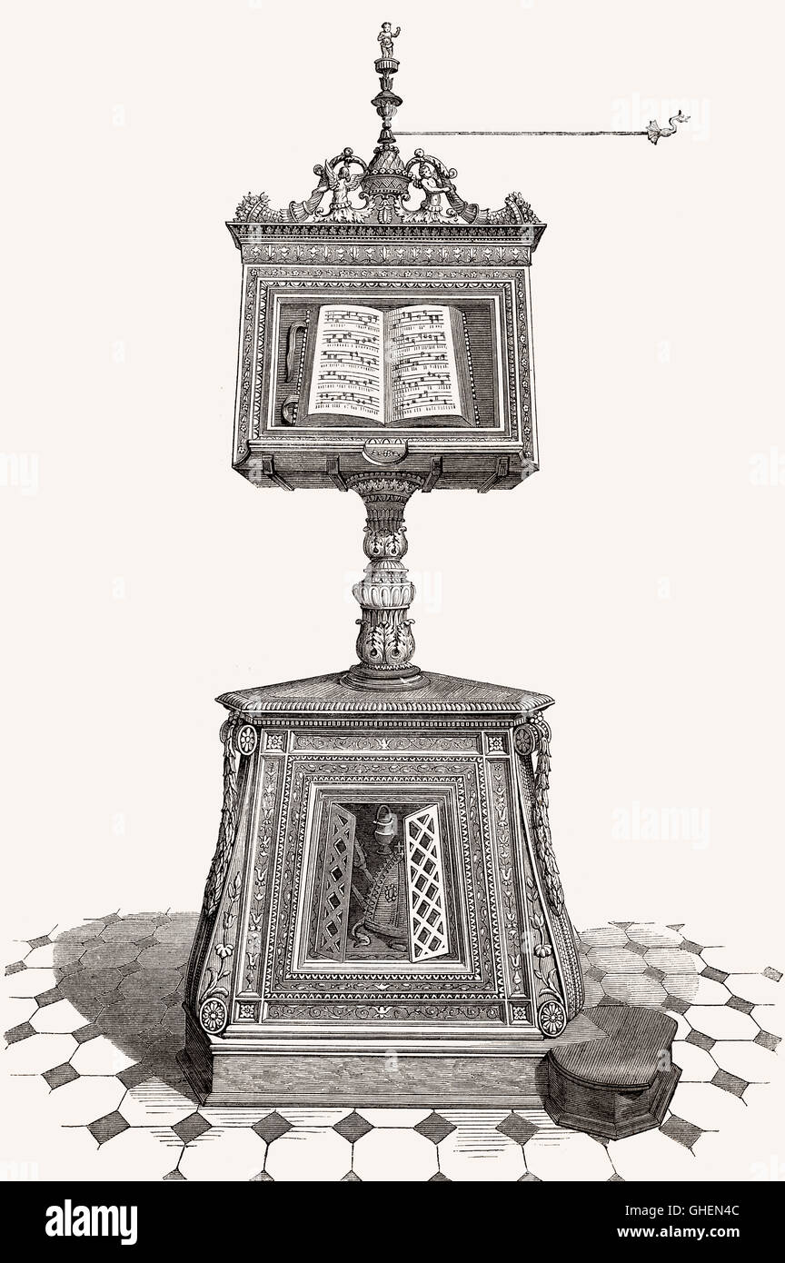 Un ambone un leggio, Santa Maria in Organo, la chiesa cattolica romana a Verona, Italia settentrionale, xvii secolo Foto Stock