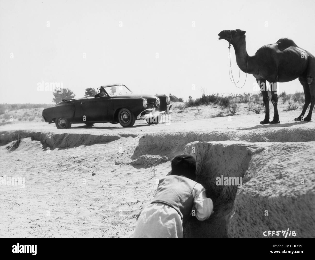 ALI e il cammello UK 1960 Henry Geddes scena: il giovane ali e il cammello su strada nel deserto. Regie: Henry Geddes Foto Stock