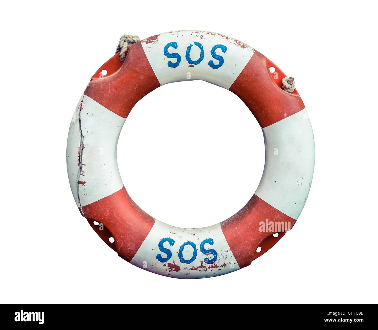 Rustico salvagente SOS Foto Stock
