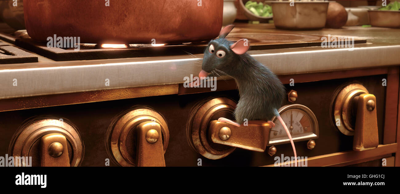 Ratatouille / selbst ist der Mann: REMY regelt die Hitze am mandria. Regie: Brad Bird alias. Ratatouille Foto Stock