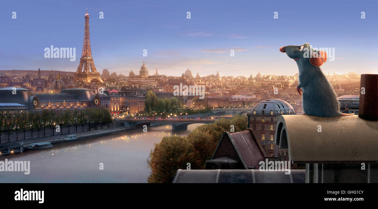Ratatouille / Am anderen Ufer der Seine steht das Objekt circuizione Begierde: Das Restaurant des legendären Auguste Gusteau. Wie gerne würde REMY dort kochen! Regie: Brad Bird alias. Ratatouille Foto Stock
