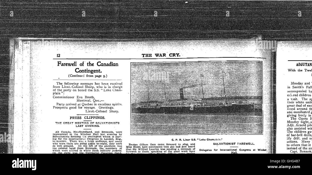 The War Cry, pubblicato nel 1904, è una rivista associata all'Esercito della salvezza, che affronta questioni sociali, temi religiosi e sforzi umanitari all'inizio del XX secolo. Foto Stock