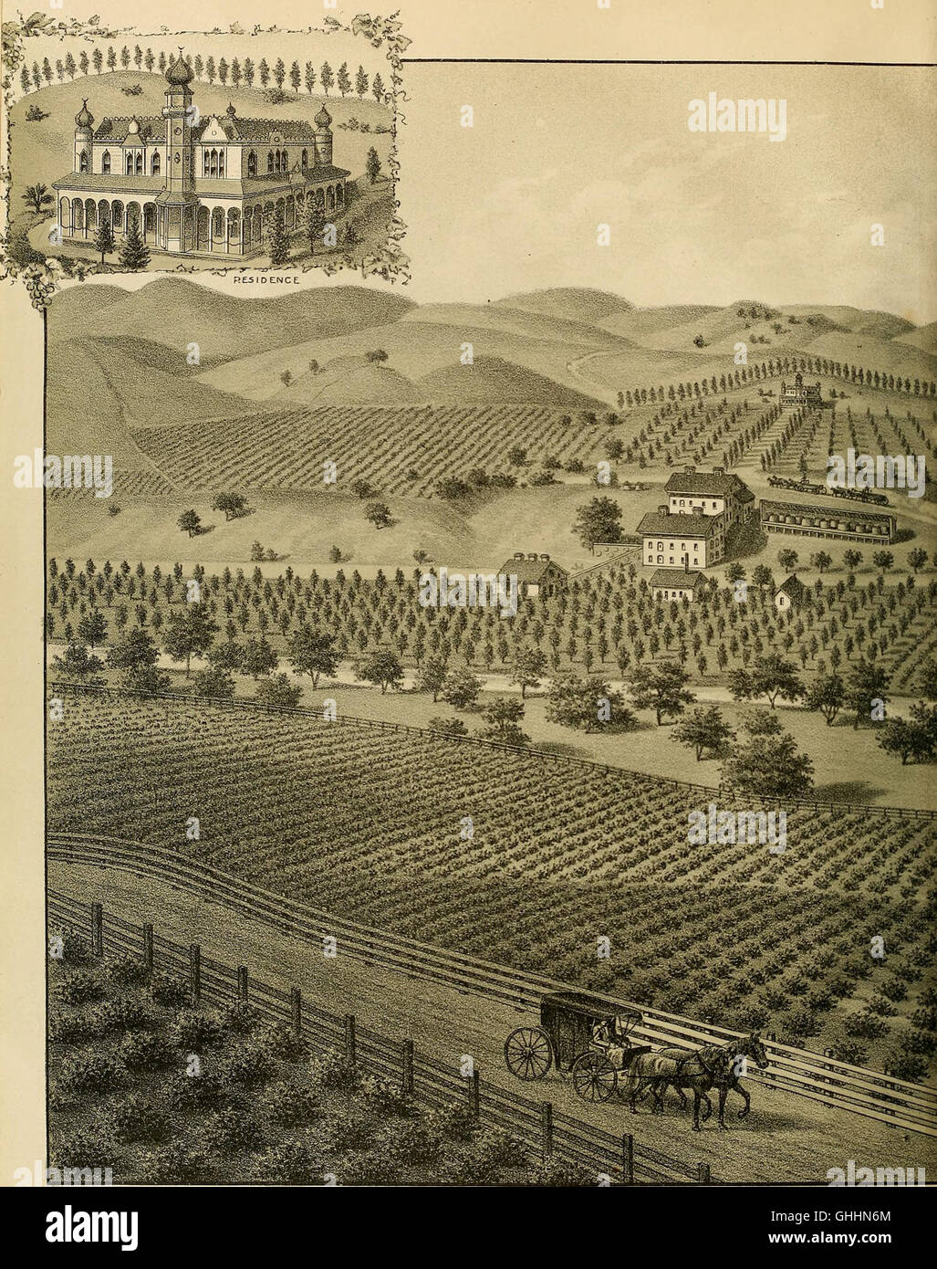 Album illustrato della contea di Alameda, California; anzitempo la sua storia e i progressi-agricoltura, viticoltura e orticoltura-educativo, la fabbricazione e la ferrovia vantaggi-Oakland e Foto Stock