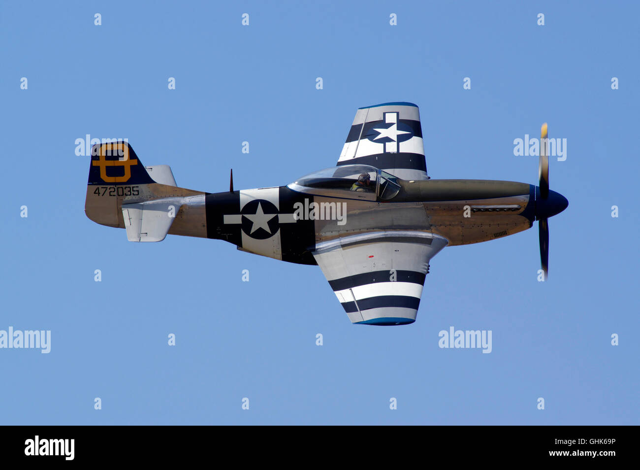 Peter Teichman battenti Mustang P-51D Jumpin Jaques a Southport Foto Stock