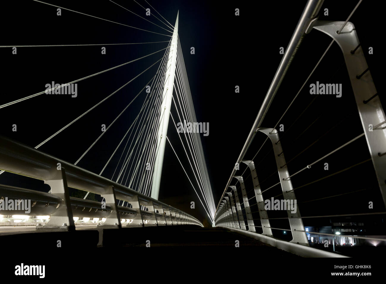 HAARLEMMERMEER, PAESI BASSI - Ottobre, 2015 - Ponte arpa è uno dei tre ponti di Calatrava in Haarlemmermeer Foto Stock