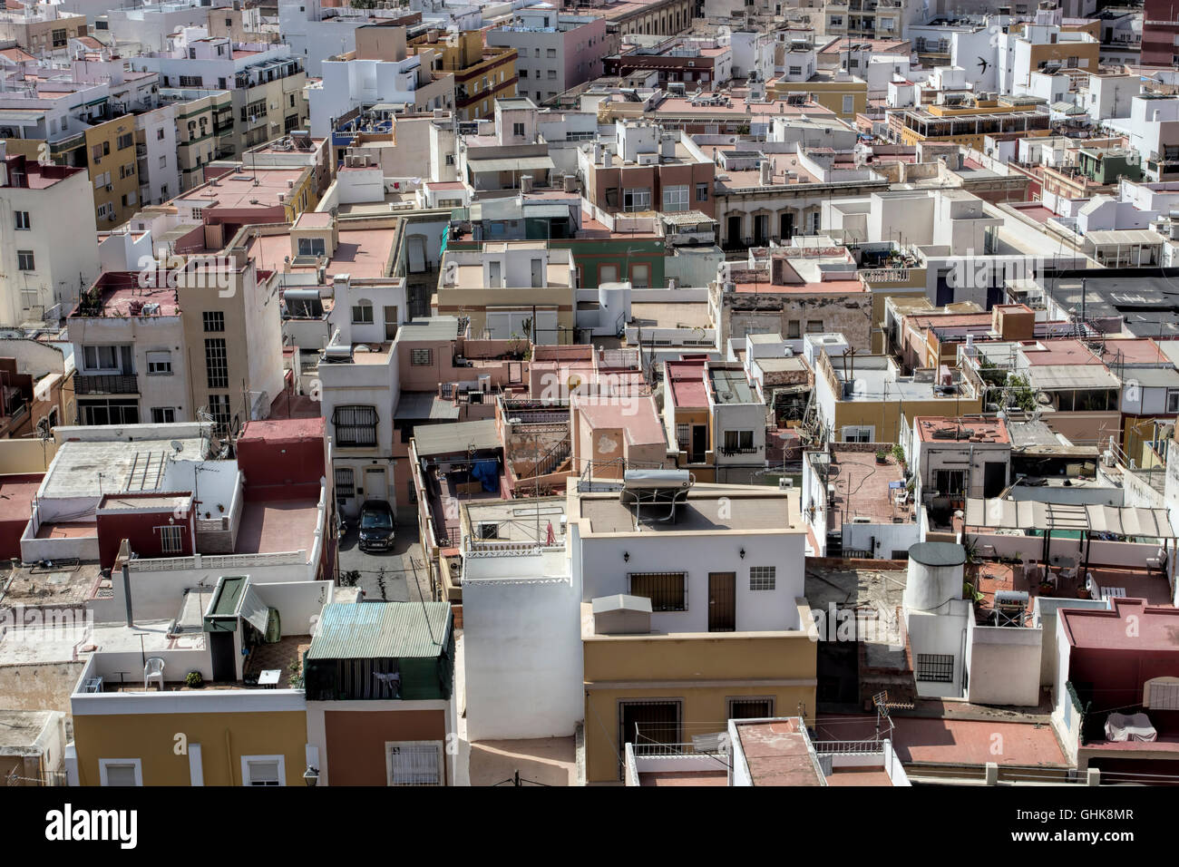 Vista sui tetti di Almeria da Alcazaba, Costa Almeria, Spagna meridionale Foto Stock