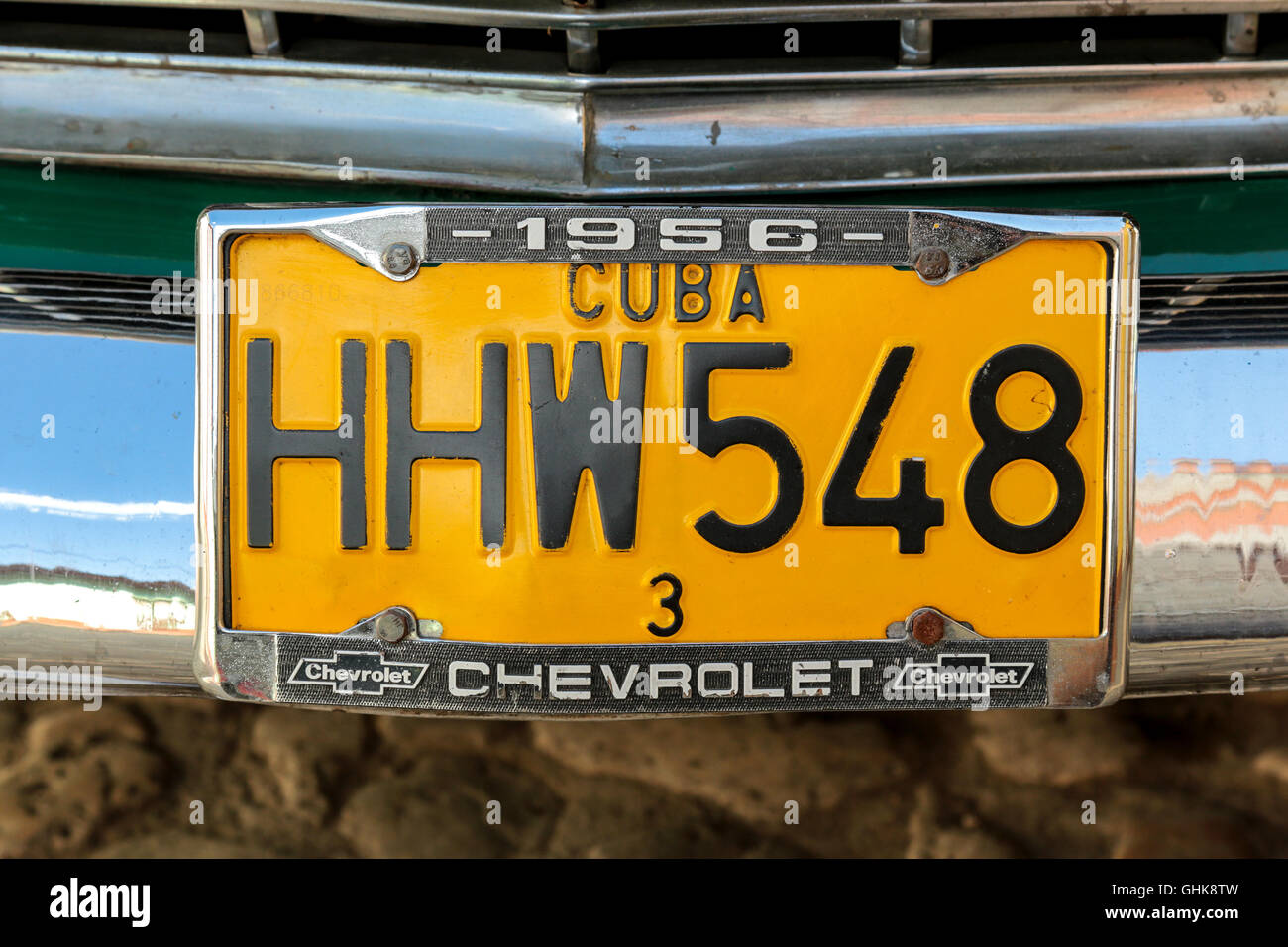 Licenza cubano piastra su una Chevrolet da 1956 Foto Stock