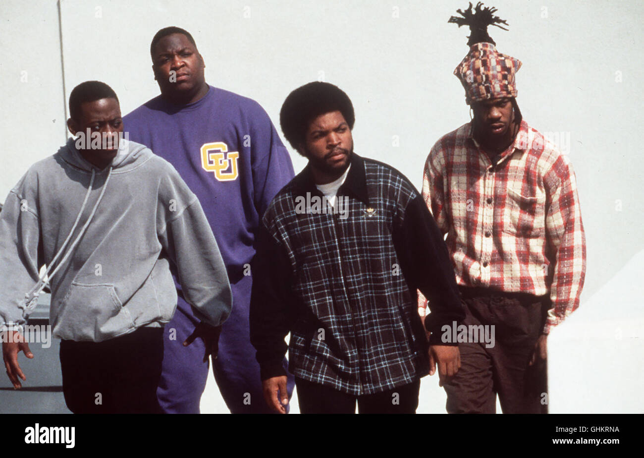 In einer sozialkritischen Gruppenstudie präsentiert John Singleton die Probleme farbiger Jugendlicher in Los Angeles. Szene mit Malik William (OMAR EPPS),SHORTY, Fudge(Ice Cube) und timori(BUSTA RHYMEZ). Regie: John Singleton aka. Istruzione superiore Foto Stock