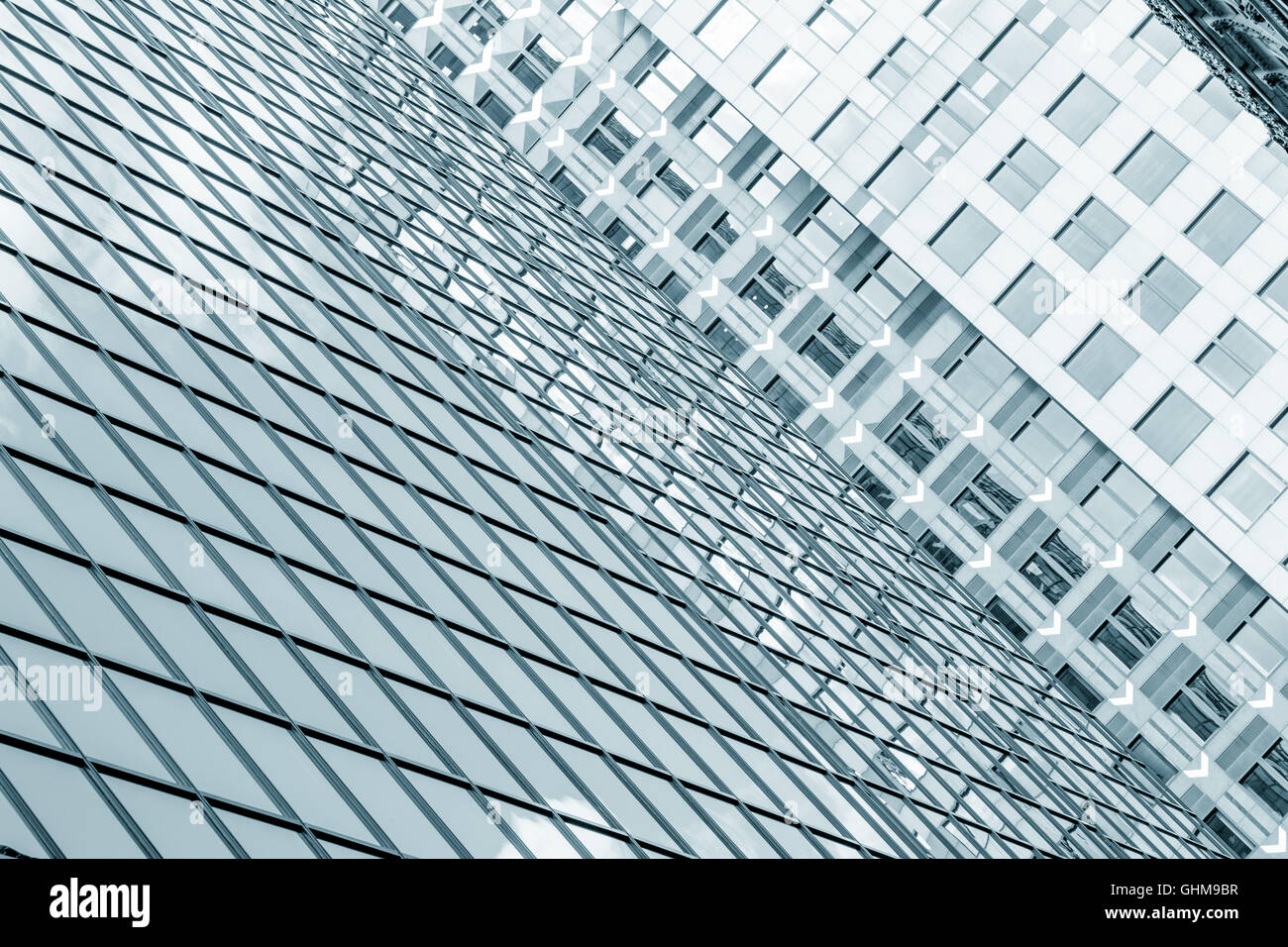 Blu sullo sfondo dei grattacieli di Foto Stock