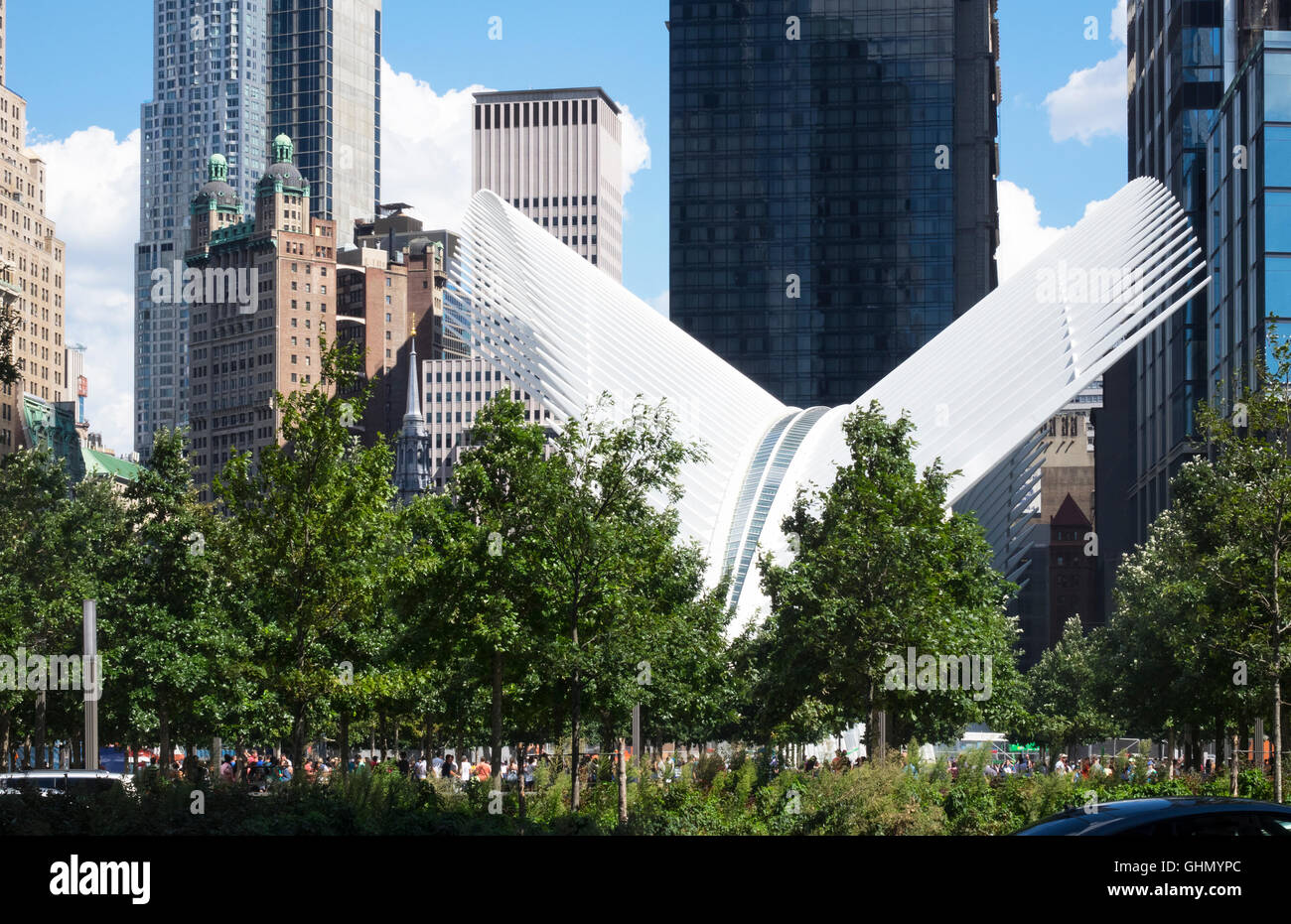 Occhio del World Trade Center Hub di trasporto nella città di New York Foto Stock