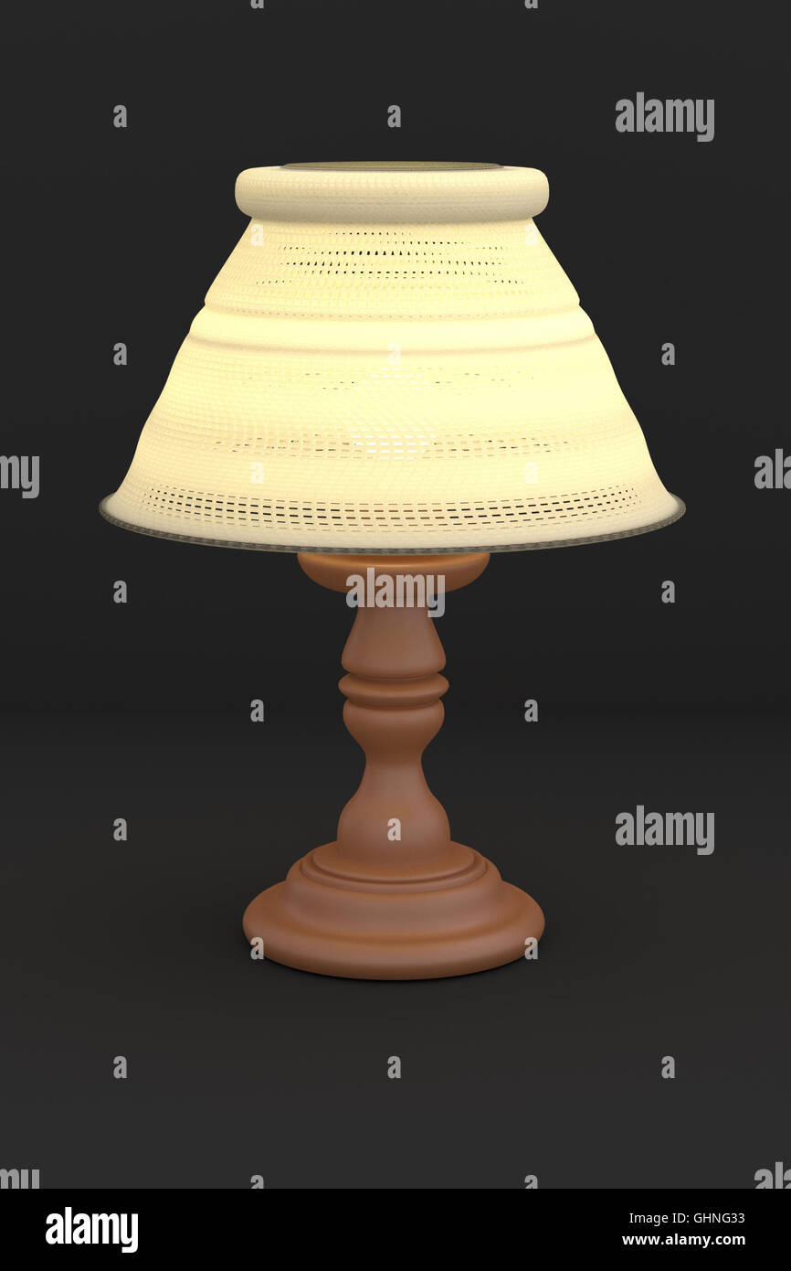 3D rendering di una vecchia lampada su sfondo nero Foto Stock