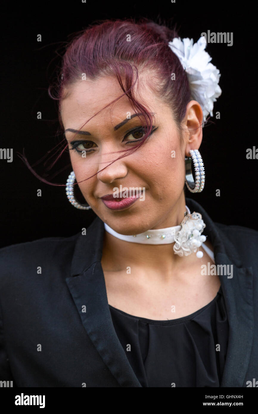 Bella donna spagnola, circense. Foto Stock